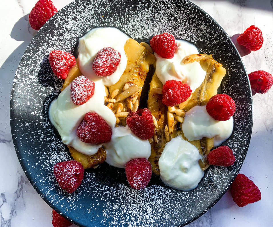 Caramelized Bananas With Raspberries - The Kitchen Division