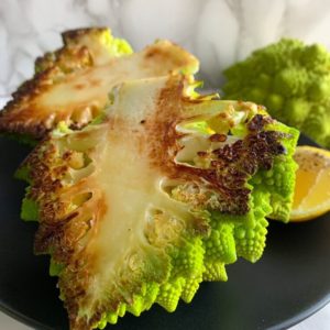 Braised romanesco broccoli side view