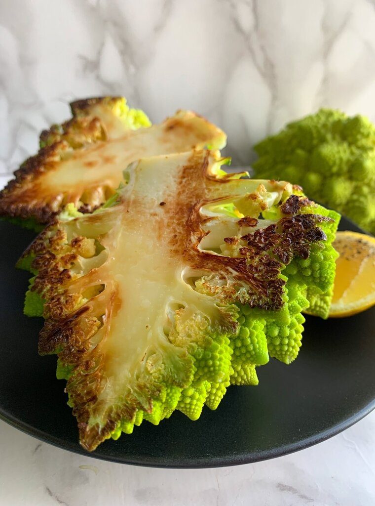 Braised Romanesco with Bay Leaf side view