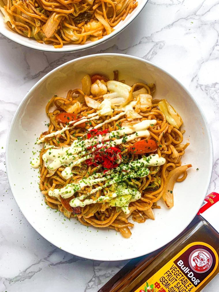 easy vegetable yakisoba Japanese pan fried noodles