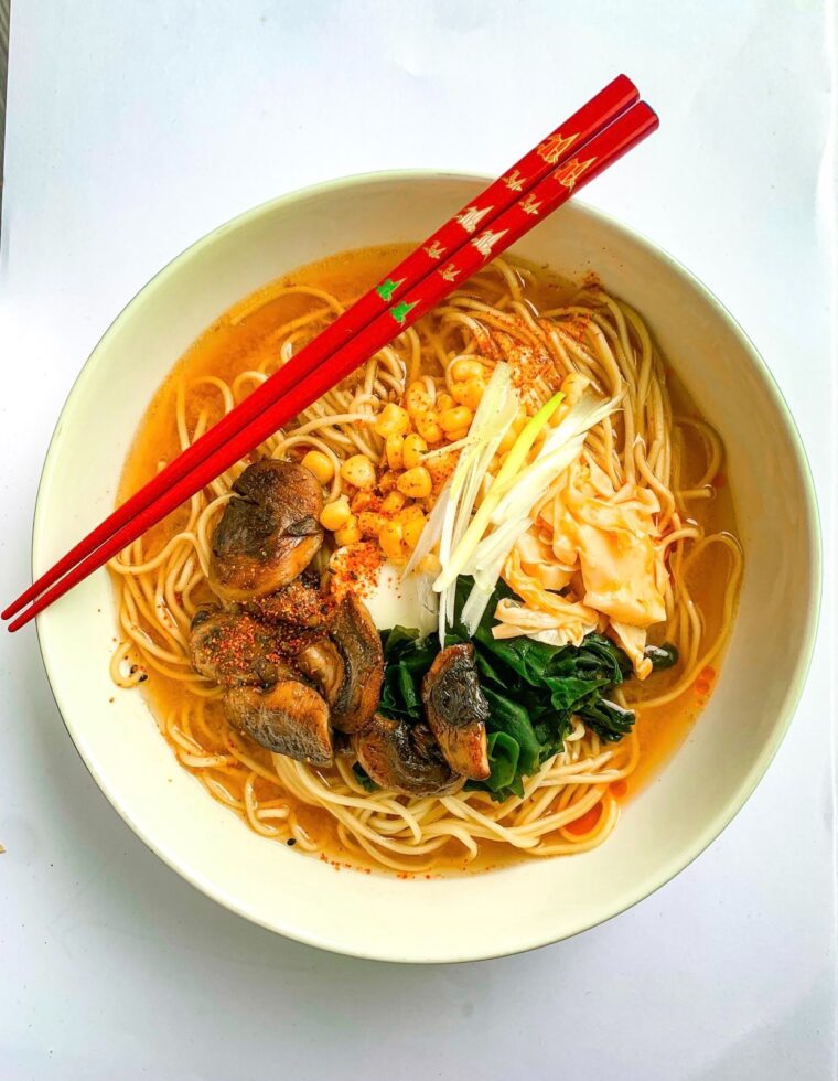 Spicy Miso Ramen With Mushrooms and Wakame