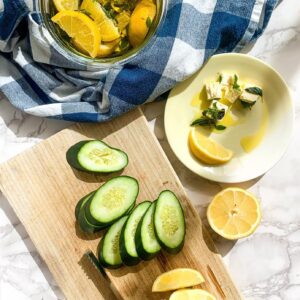 marinated feta with lemon and oregano