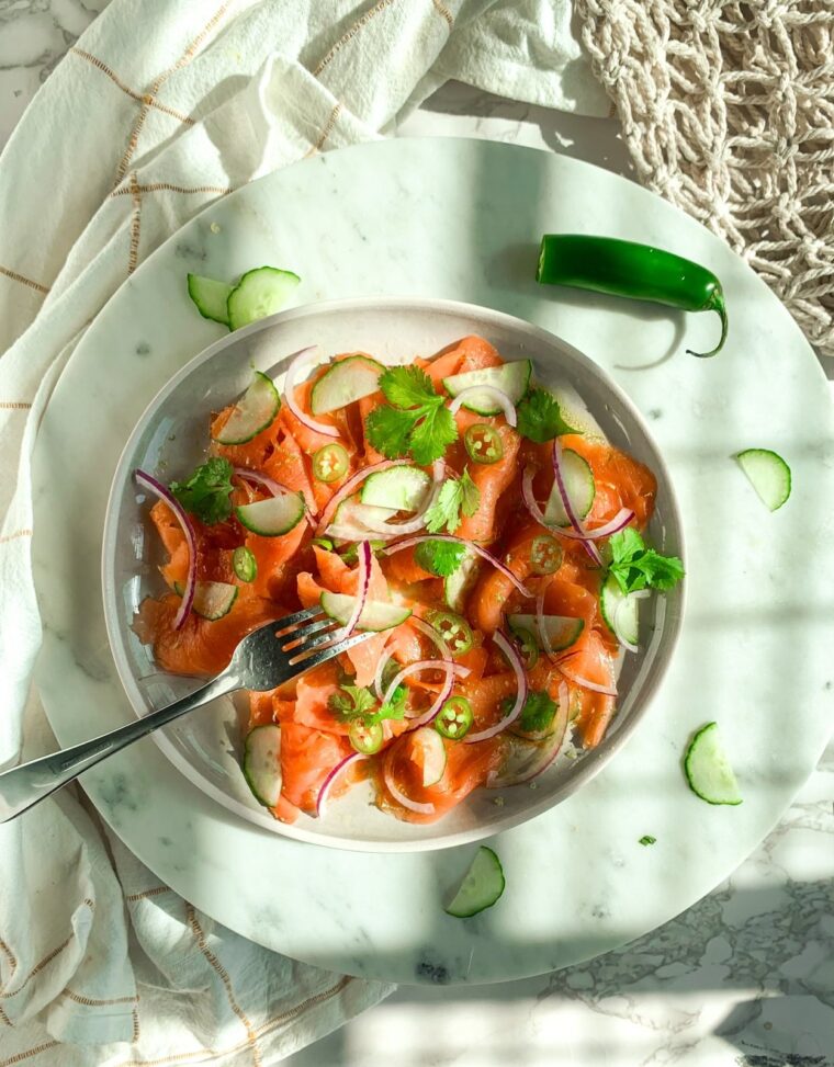 smoked salmon crudo