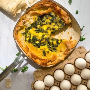 phyllo egg tart with spinach and feta
